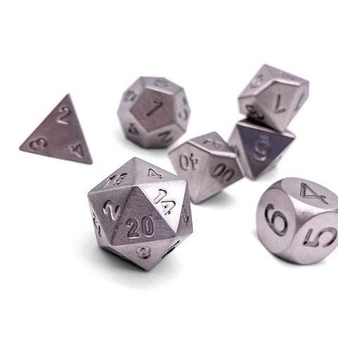 Titanium - 7 Piece RPG Set True Metal Dice