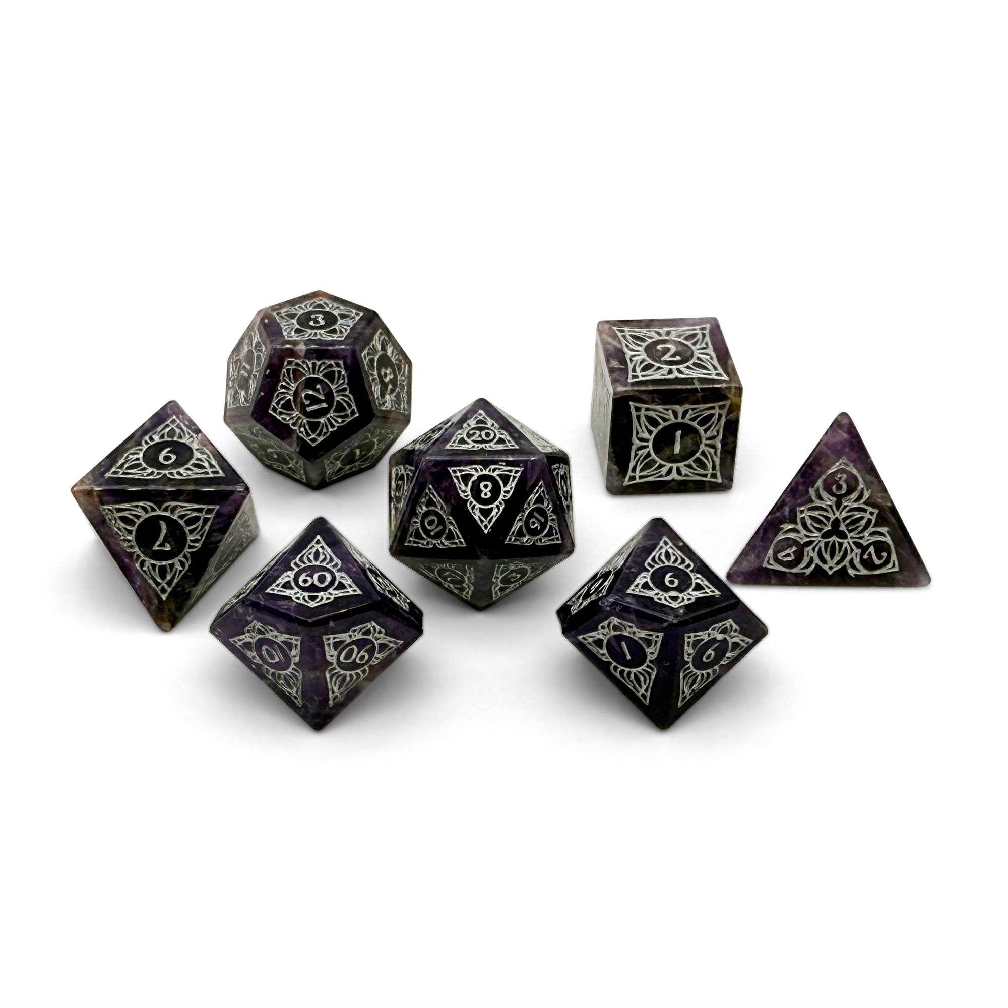 Sylvan Weaver - Amethyst-Gemstone Dice-DND-Dungeon & Dragons-Dice Set-Norse Foundry