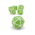 Sylvan Weaver - Clear Quartz - Green Font-Glass Dice-DND-Dungeon & Dragons-Dice Set-Norse Foundry