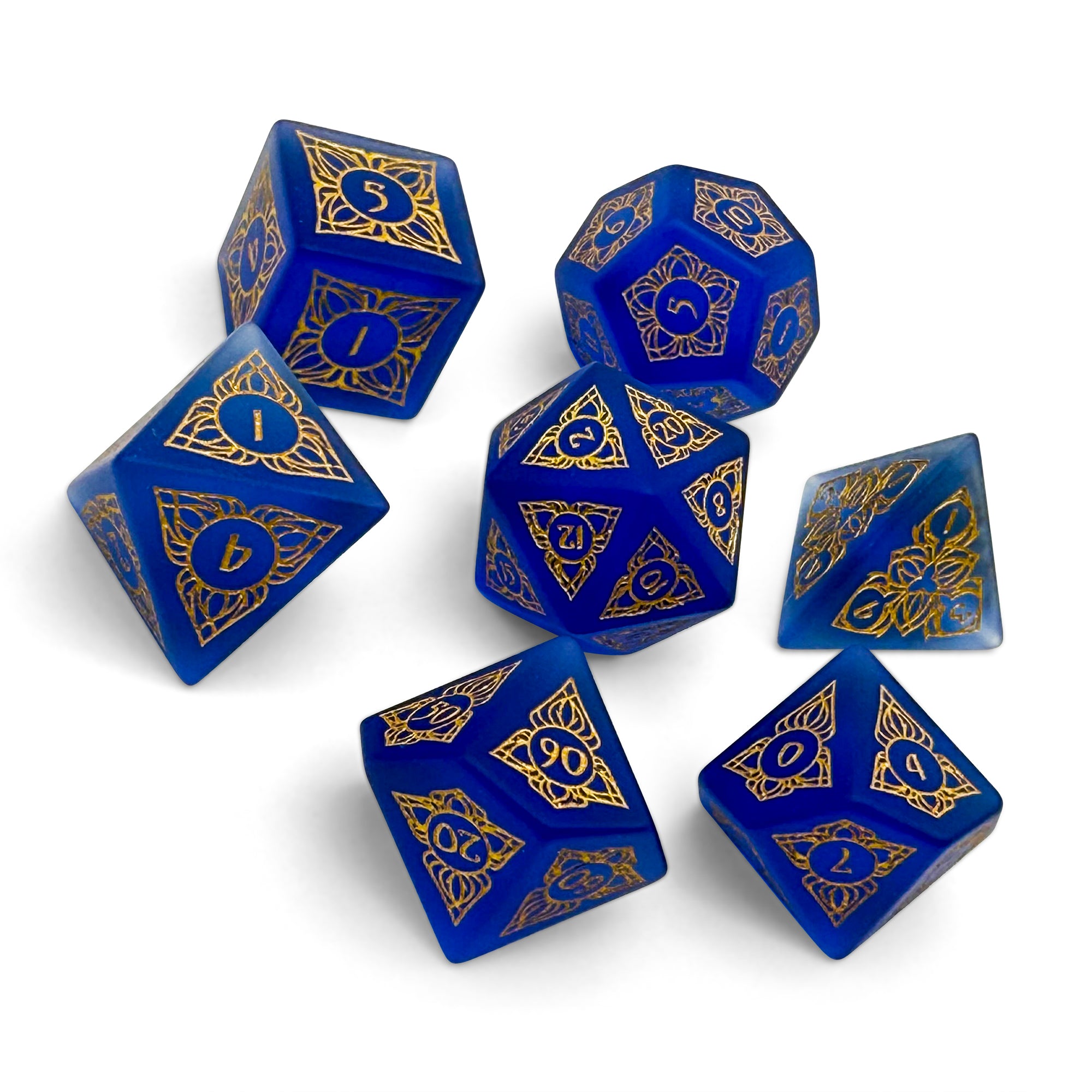 Sylvan Weaver - Frosted Sapphire Zircon-Glass Dice-DND-Dungeon & Dragons-Dice Set-Norse Foundry