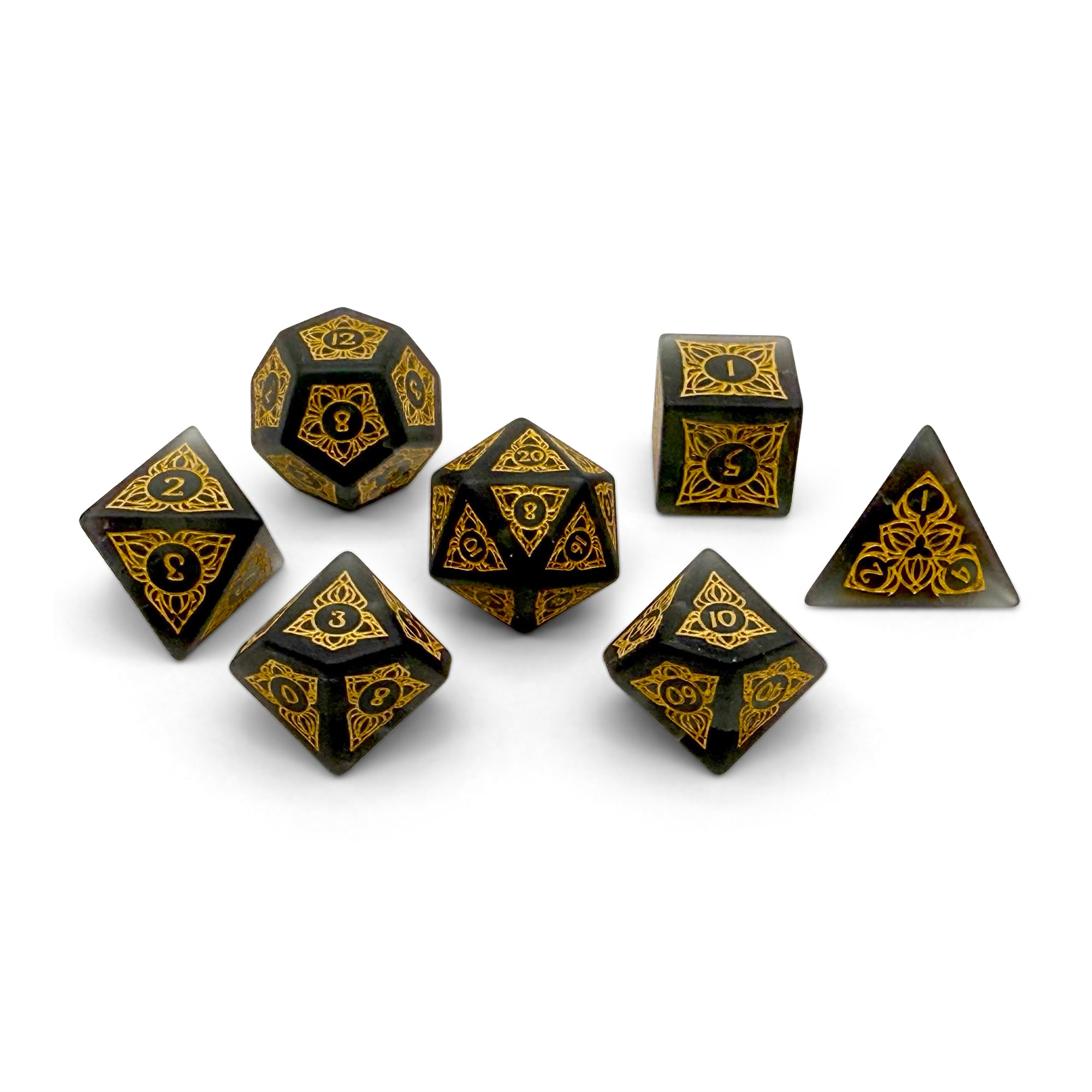 Sylvan Weaver - Frosted Shattered Smoke-Glass Dice-DND-Dungeon & Dragons-Dice Set-Norse Foundry