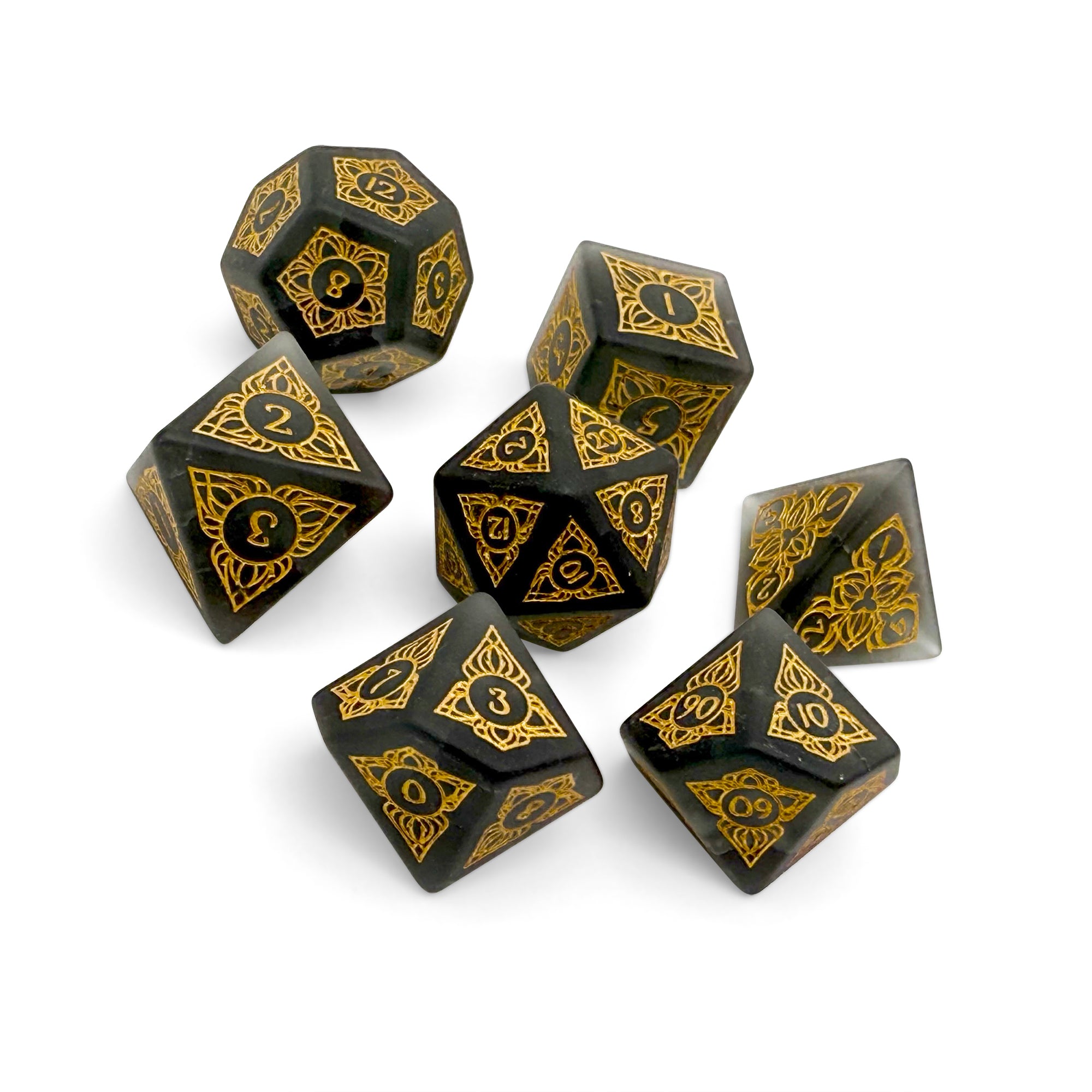 Sylvan Weaver - Frosted Shattered Smoke-Glass Dice-DND-Dungeon & Dragons-Dice Set-Norse Foundry