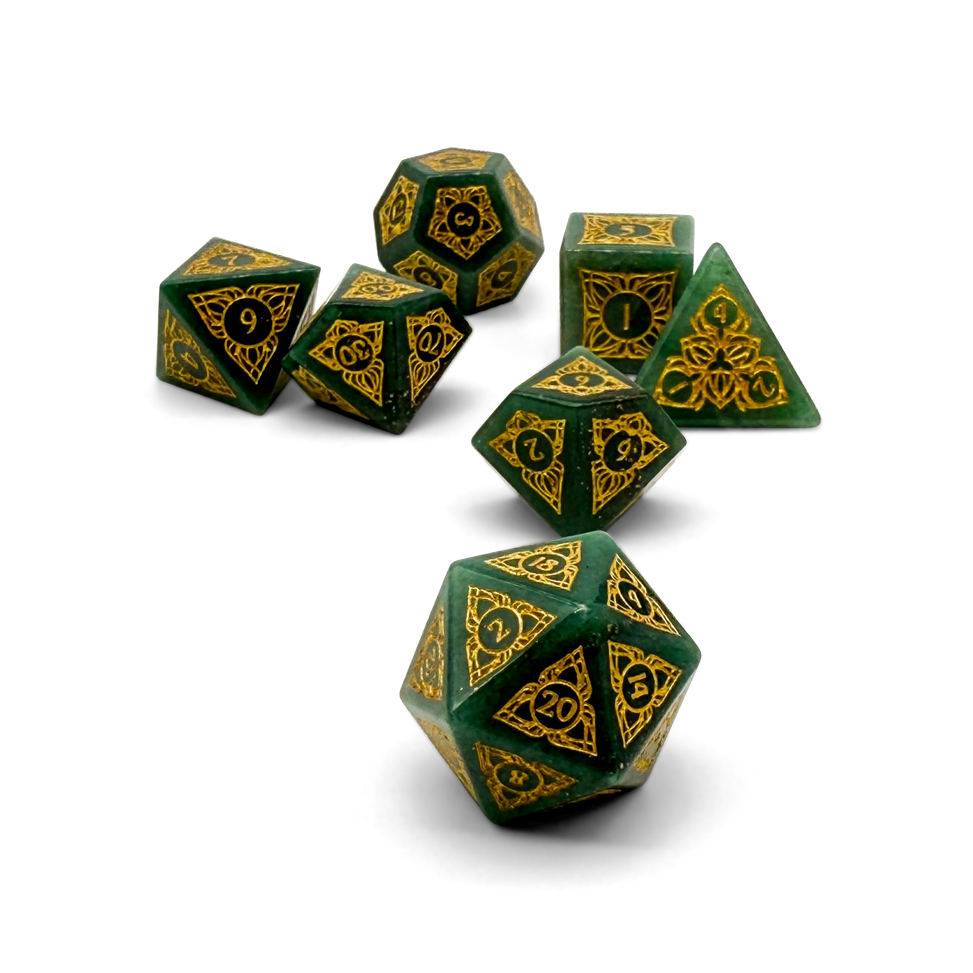 Sylvan Weaver - Green Aventurine-Gemstone Dice-DND-Dungeon & Dragons-Dice Set-Norse Foundry