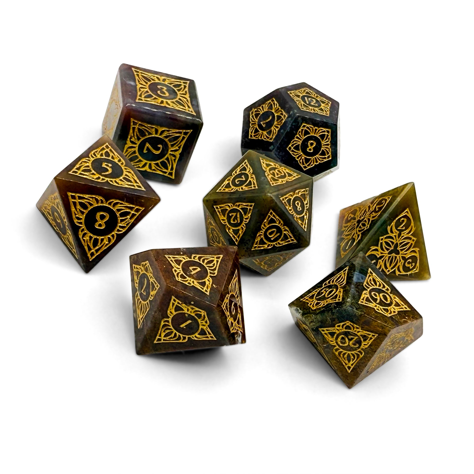 Sylvan Weaver - Indian Agate-Gemstone Dice-DND-Dungeon & Dragons-Dice Set-Norse Foundry