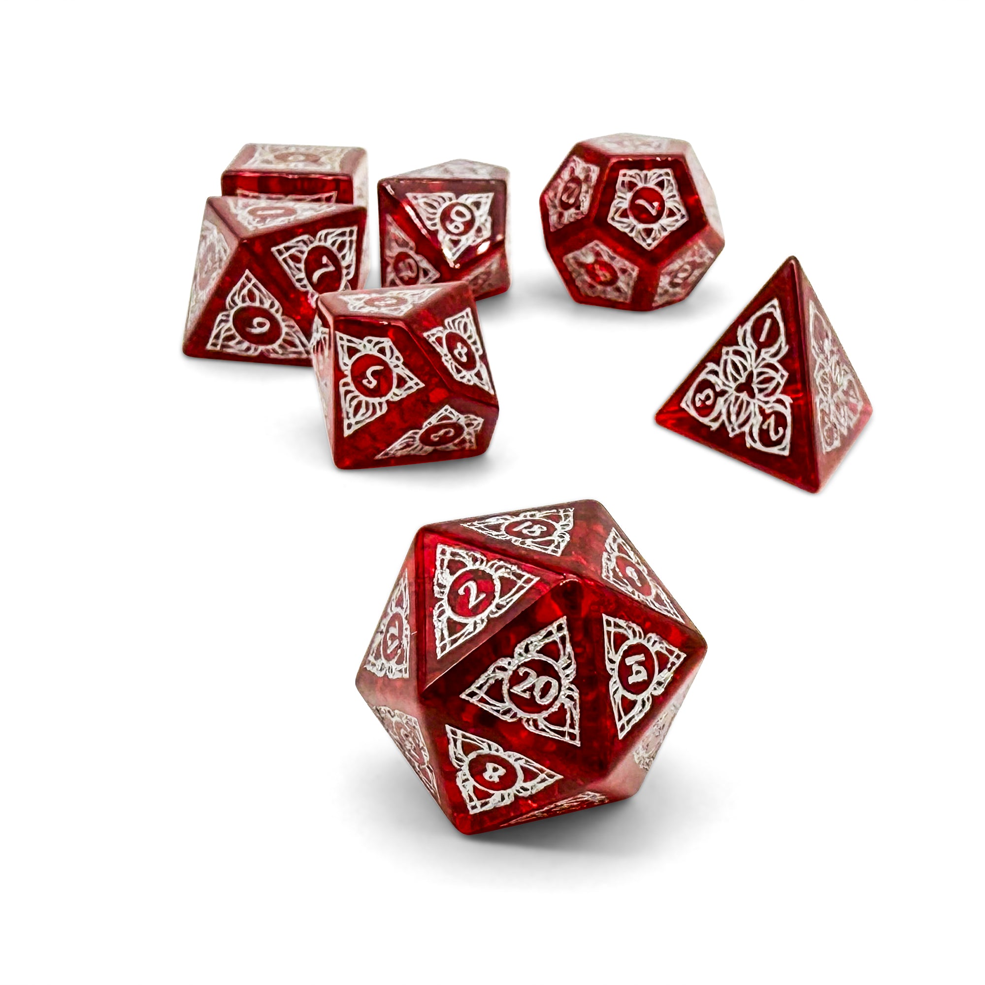 Sylvan Weaver - Shattered Garnet Zircon-Glass Dice-DND-Dungeon & Dragons-Dice Set-Norse Foundry