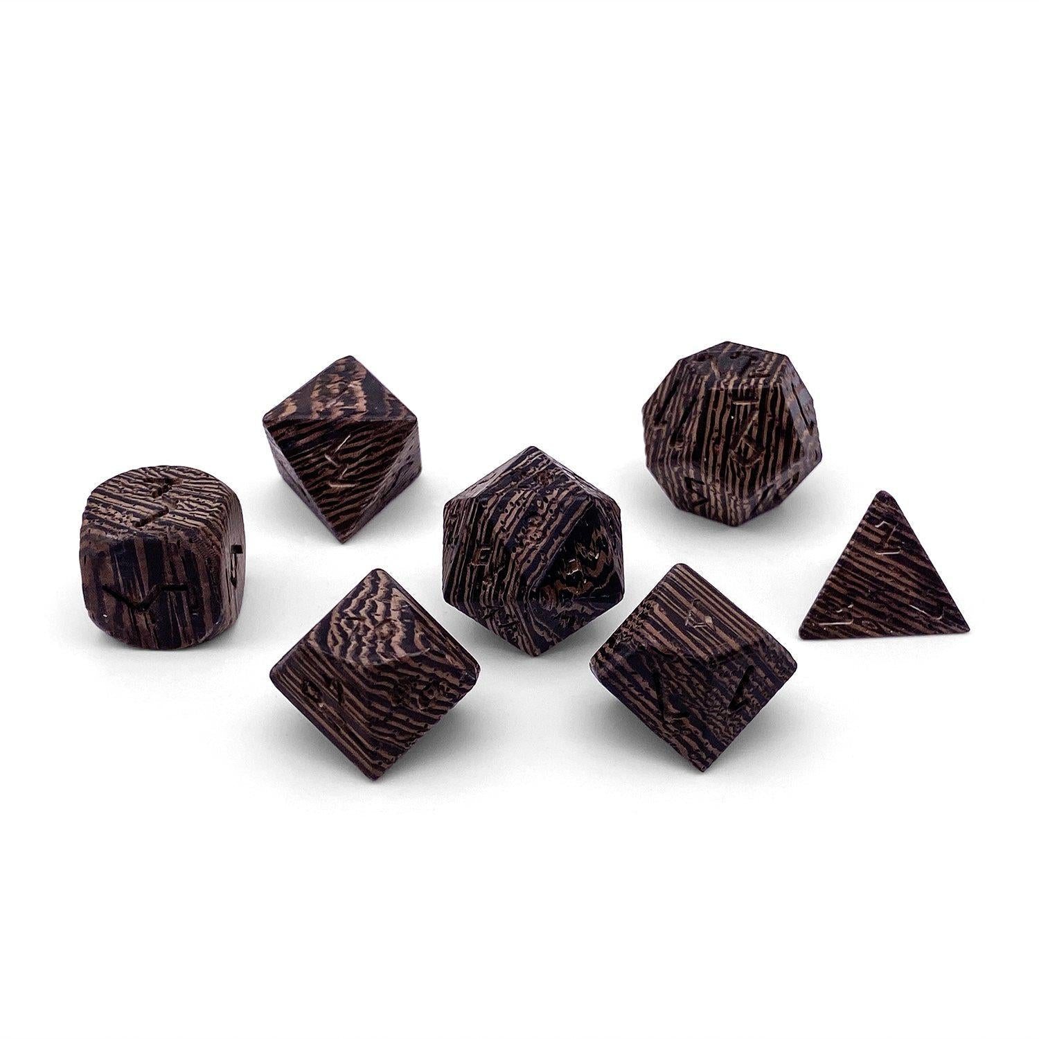 Wenge - 7 Piece RPG Wooden Dice Set - NOR 02835