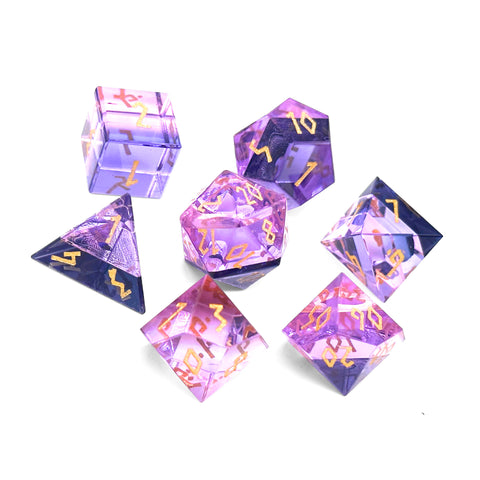 Zircon Pride Dice Bisexual - 7 Piece RPG Set Zircon Glass Dice