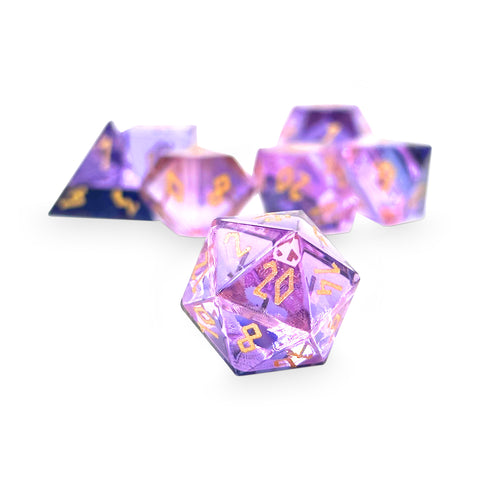 Zircon Pride Dice Bisexual - 7 Piece RPG Set Zircon Glass Dice