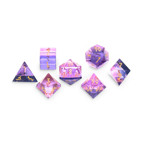 Zircon Pride Dice Bisexual - 7 Piece RPG Set Zircon Glass Dice