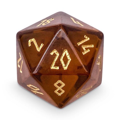 Amber Citrine - Single D20 Zircon Glass Dice