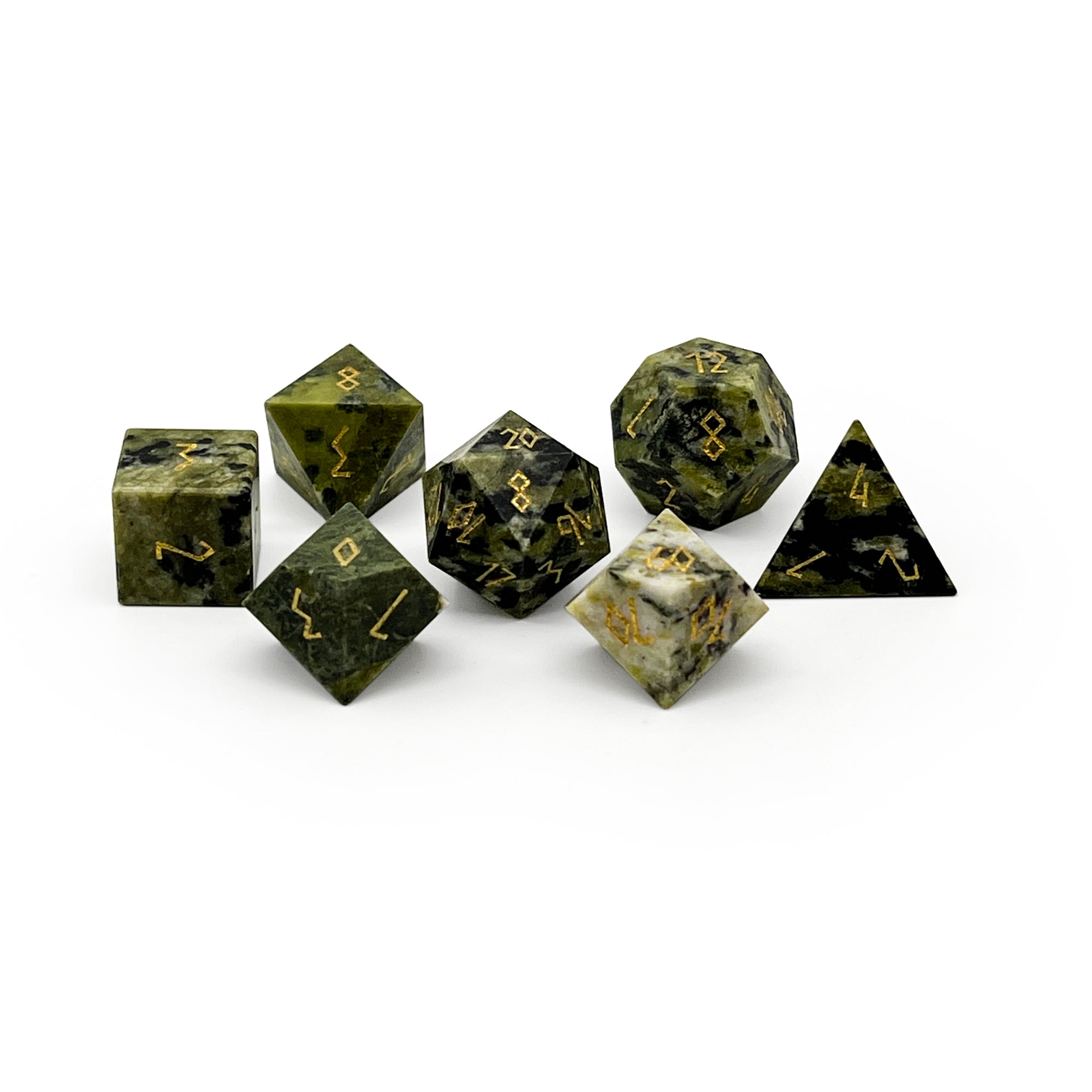 African Jade - 7 Piece RPG Set Gemstone Dice-Gemstone Dice-Norse Foundry-Dungeons and Dragons Dice-Gem Dice-DND Dice-Gaming Dice