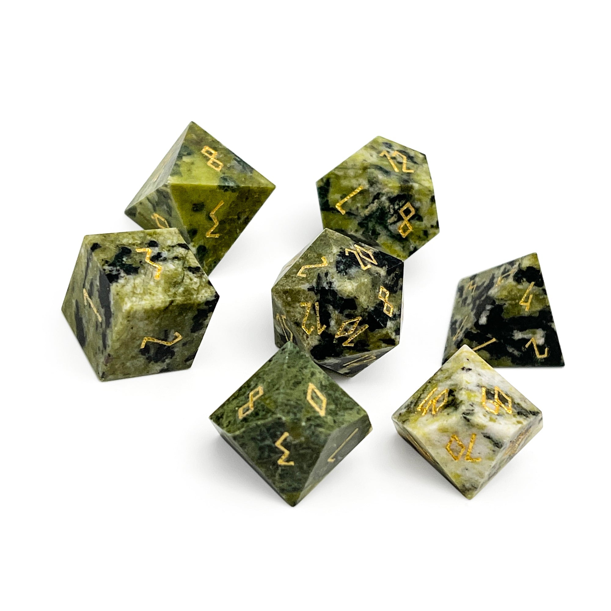 African Jade - 7 Piece RPG Set Gemstone Dice-Gemstone Dice-Norse Foundry-Dungeons and Dragons Dice-Gem Dice-DND Dice-Gaming Dice