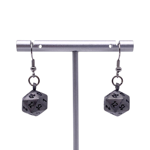 Aged Mithiral - Ioun Stone D20 Dice Earrings by Norse Foundry