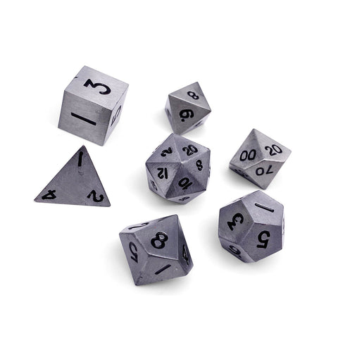 Aged Mithiral - 7 Piece Metal D&D & RPGs Dice Set