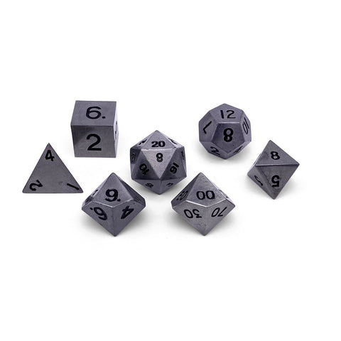 Aged Mithiral - 7 Piece Metal D&D & RPGs Dice Set