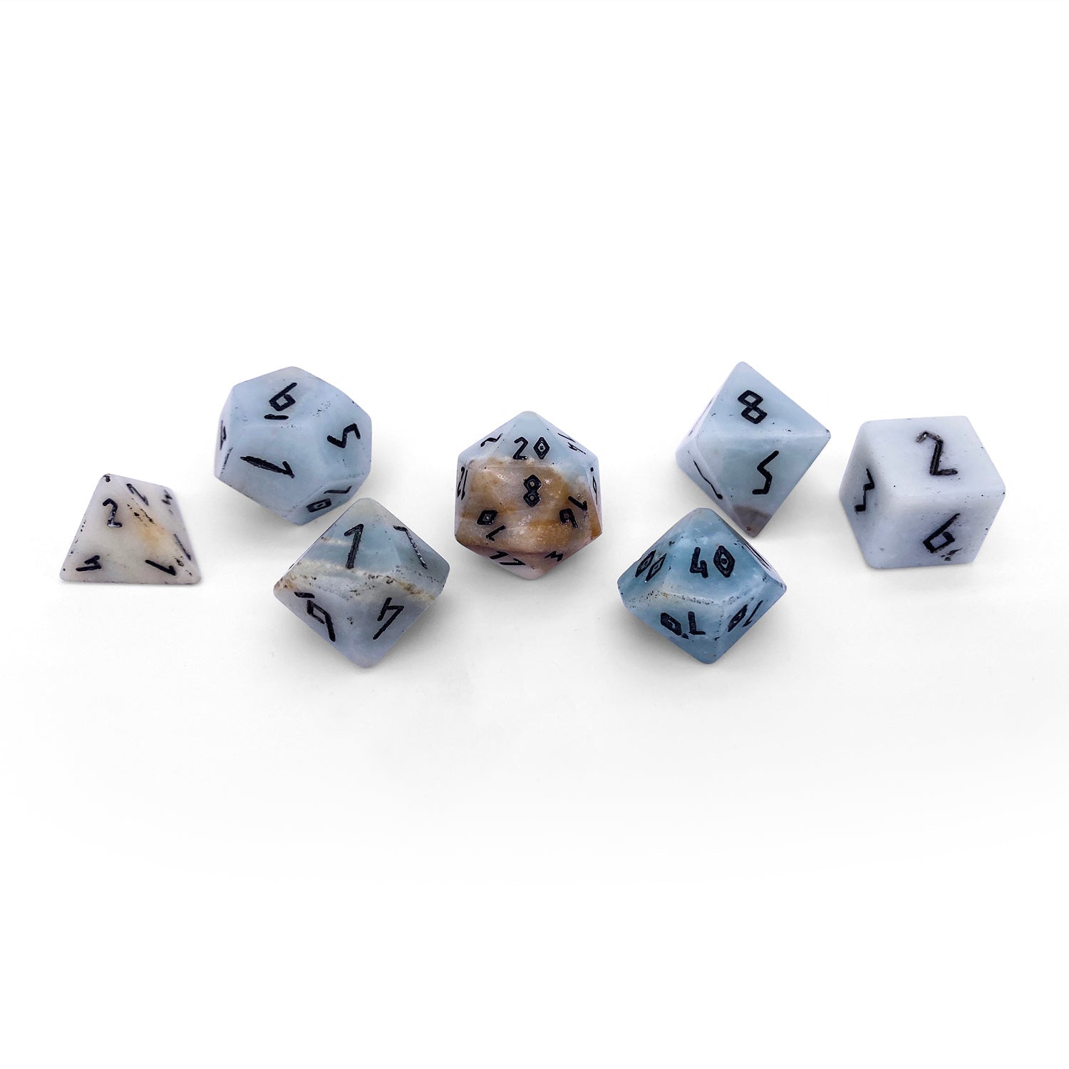 Amazonite - 7 Piece RPG Set Gemstone Dice-Gemstone Dice-Norse Foundry-Dungeons and Dragons Dice-Gem Dice-DND Dice-Gaming Dice