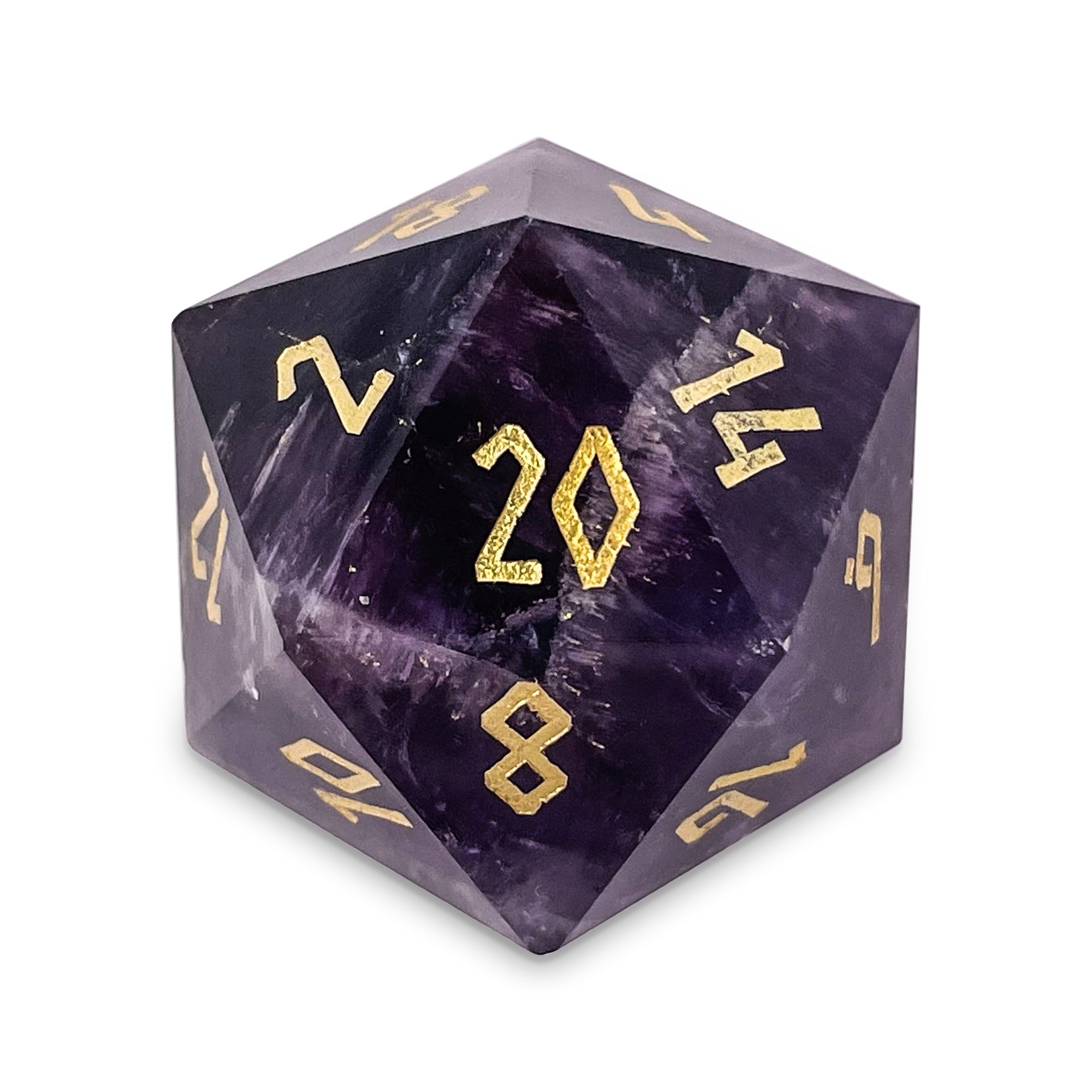 Amethyst - Boulder® 30mm Gemstone Dice-Gemstone Dice-Norse Foundry-Dungeons and Dragons Dice-Gem Dice-D20-Gemstone D20