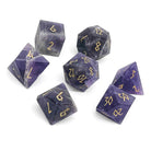 Amethyst - Frosted Gold Font 7 Piece RPG Set Gemstone Dice-Gemstone Dice-Norse Foundry-Dungeons and Dragons Dice-Gem Dice-DND Dice-Gaming Dice