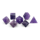 Amethyst - Frosted - Raised 7 Piece RPG Set Gemstone Dice-Gemstone Dice-Norse Foundry-Dungeons and Dragons Dice-Gem Dice-DND Dice-Gaming Dice