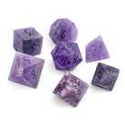 Amethyst - Frosted - Raised 7 Piece RPG Set Gemstone Dice-Gemstone Dice-Norse Foundry-Dungeons and Dragons Dice-Gem Dice-DND Dice-Gaming Dice