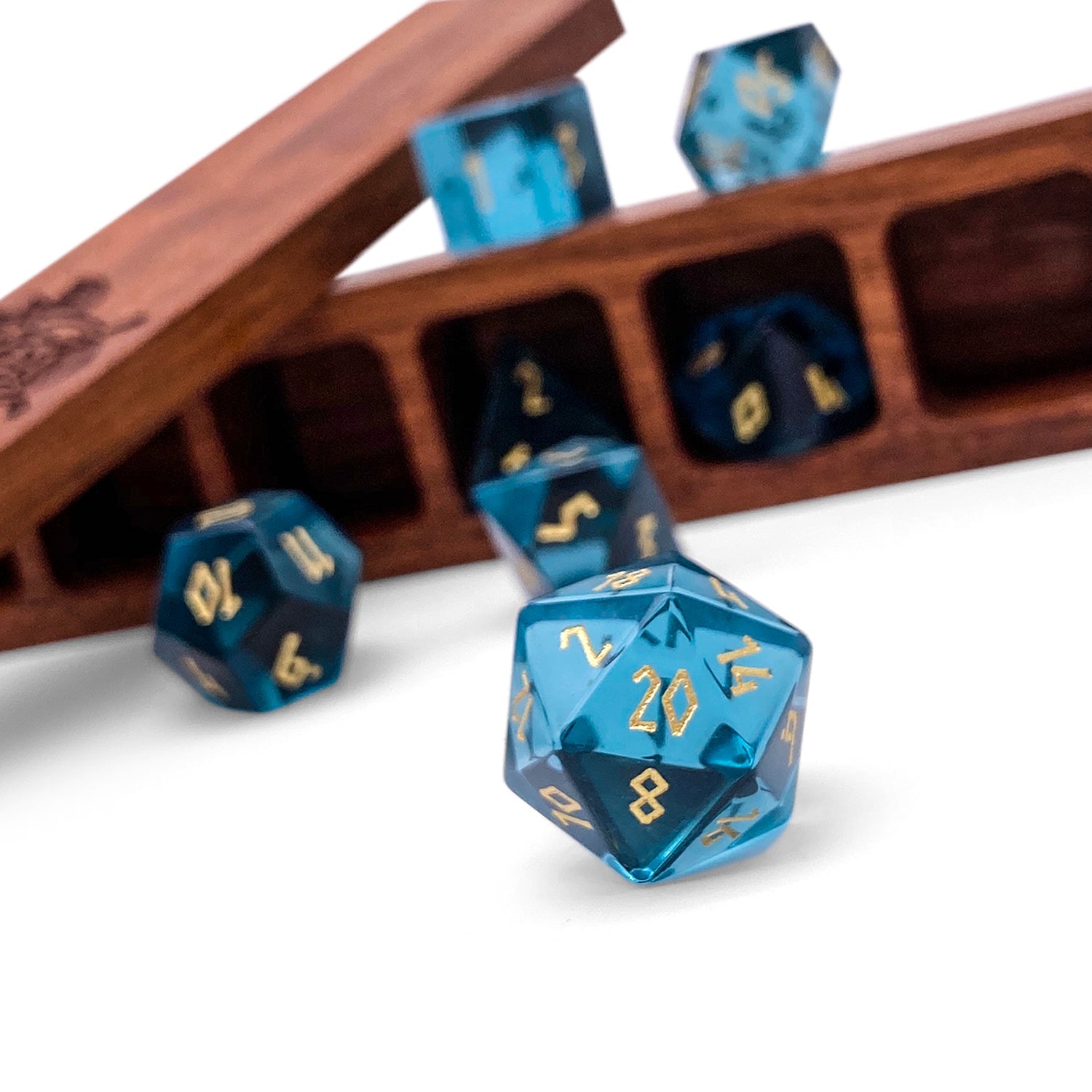 Zircon Aquamarine - 7 Piece RPG Set Zircon Glass Dice - NOR 01555