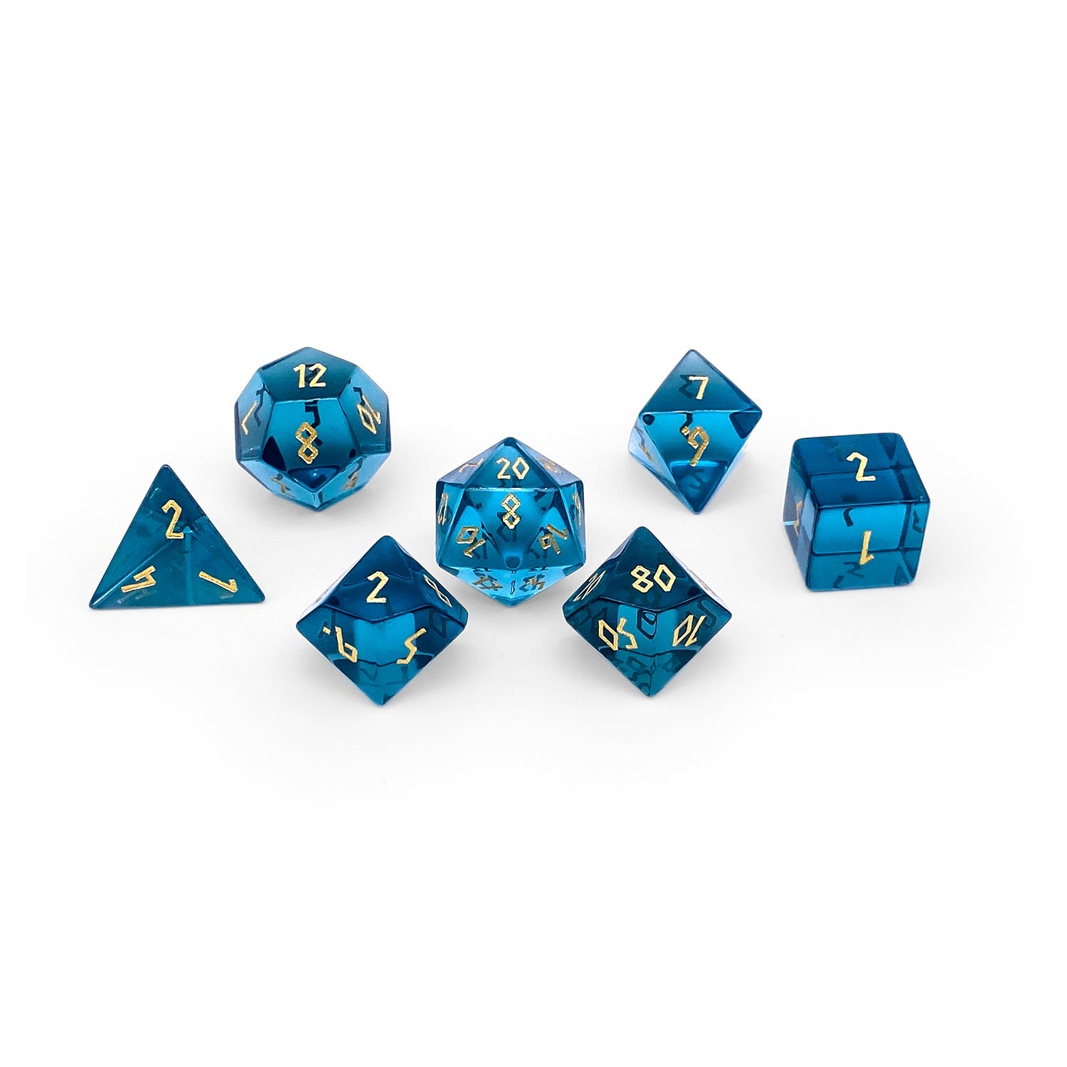 Zircon Aquamarine - 7 Piece RPG Set Zircon Glass Dice - NOR 01555