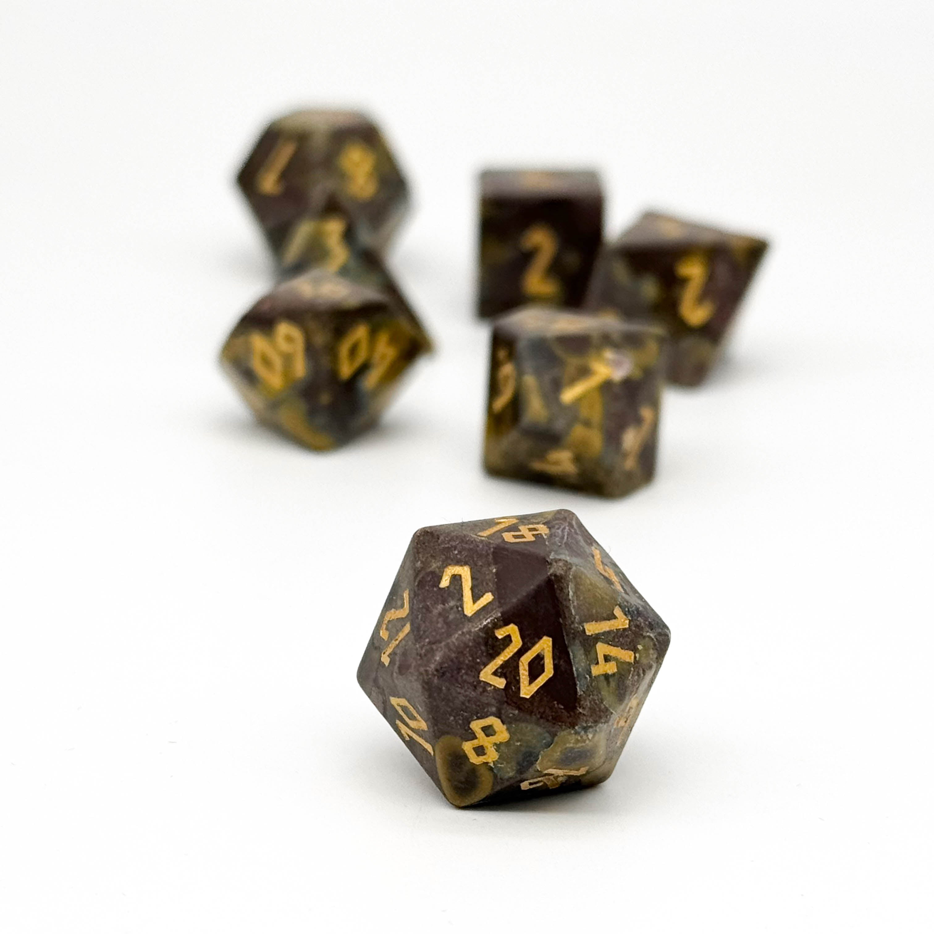 Azolite (Insect Fossil) - 7 Piece RPG Set Gemstone Dice-Gemstone Dice-Norse Foundry-Dungeons and Dragons Dice-Gem Dice-DND Dice-Gaming Dice