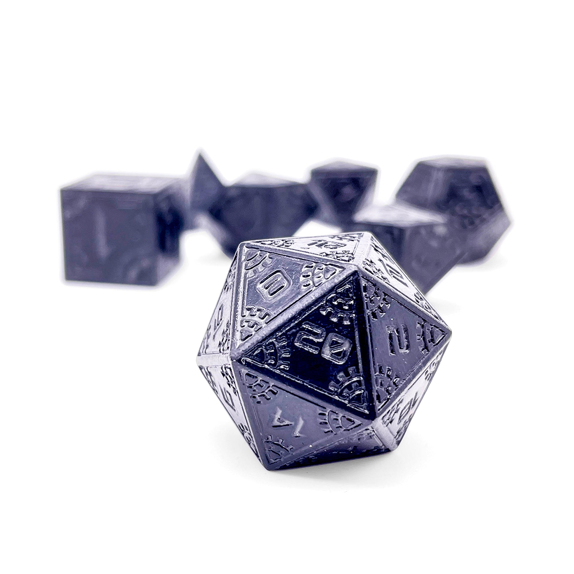 Black Hole - Space Dice 7 Piece RPG Set | Glows in the Dark-Metal Dice-Norse Foundry-Dungeons and Dragons-DND Dice-D20-Dice-DND