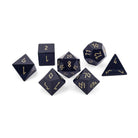 Black Obsidian - Gold Font - 7 Piece RPG Set Gemstone Dice-Gemstone Dice-Norse Foundry-Dungeons and Dragons Dice-Gem Dice-DND Dice-Gaming Dice