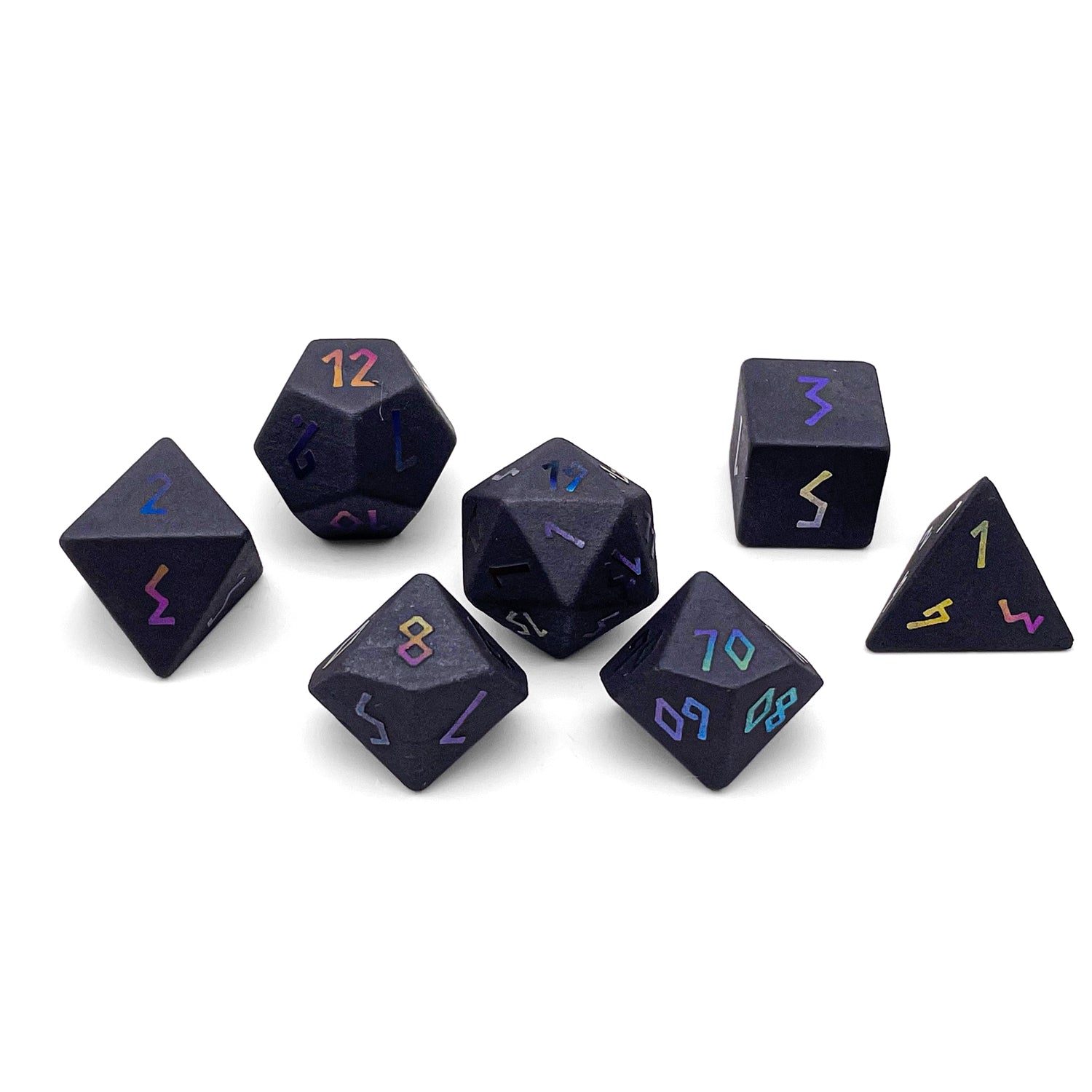 Black Obsidian - Raised Holographic 7 Piece RPG Set Gemstone Dice-Gemstone Dice-Norse Foundry-Dungeons and Dragons Dice-Gem Dice-DND Dice-Gaming Dice