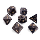 Black Striped Marble - 7 Piece RPG Set Gemstone Dice-Gemstone Dice-Norse Foundry-Dungeons and Dragons Dice-Gem Dice-DND Dice-Gaming Dice