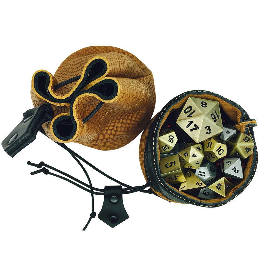 Tan / Black Cobra Scale Leather Dice Bag / Dice Cup Transformer - RW06