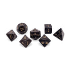 Black Striped Marble - 7 Piece RPG Set Gemstone Dice - NOR 01060