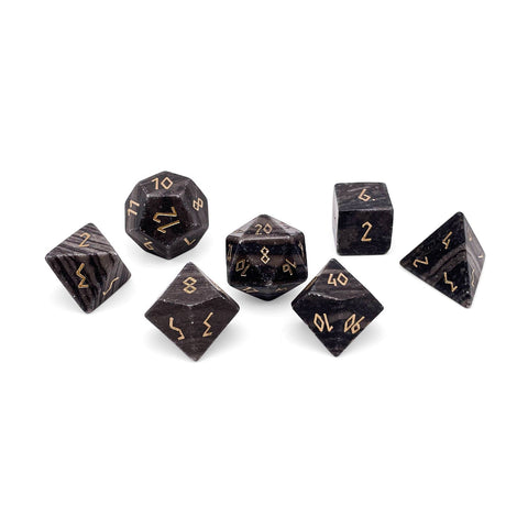 Black Striped Marble - 7 Piece RPG Set Gemstone Dice