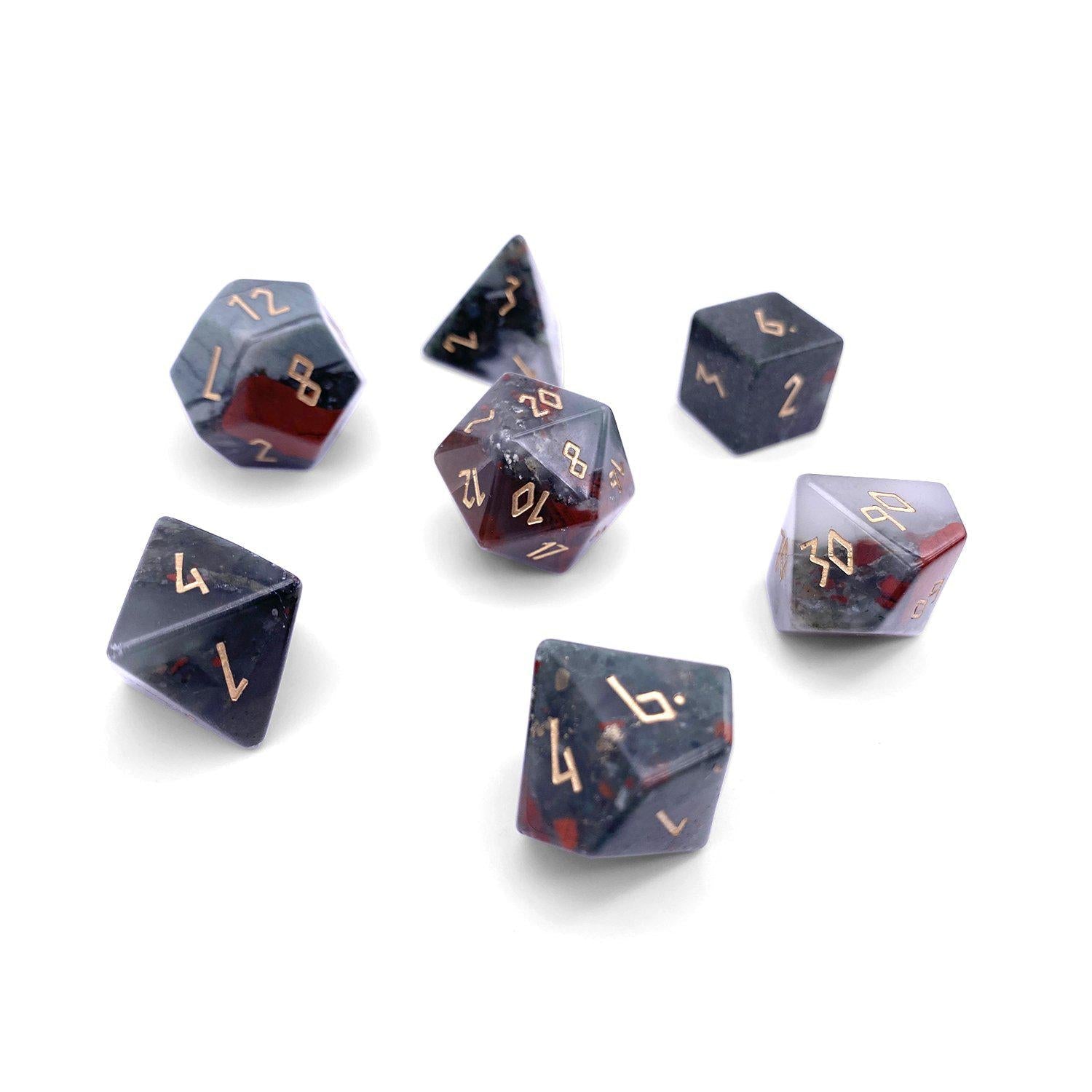 Bloodstone - 7 Piece RPG Set Gemstone Dice - NOR 01002