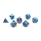 Blue Howlite with Brass- 7 Piece RPG Set TruStone Dice-Gemstone Dice-Norse Foundry-Dungeons and Dragons Dice-Gem Dice-DND Dice-Gaming Dice