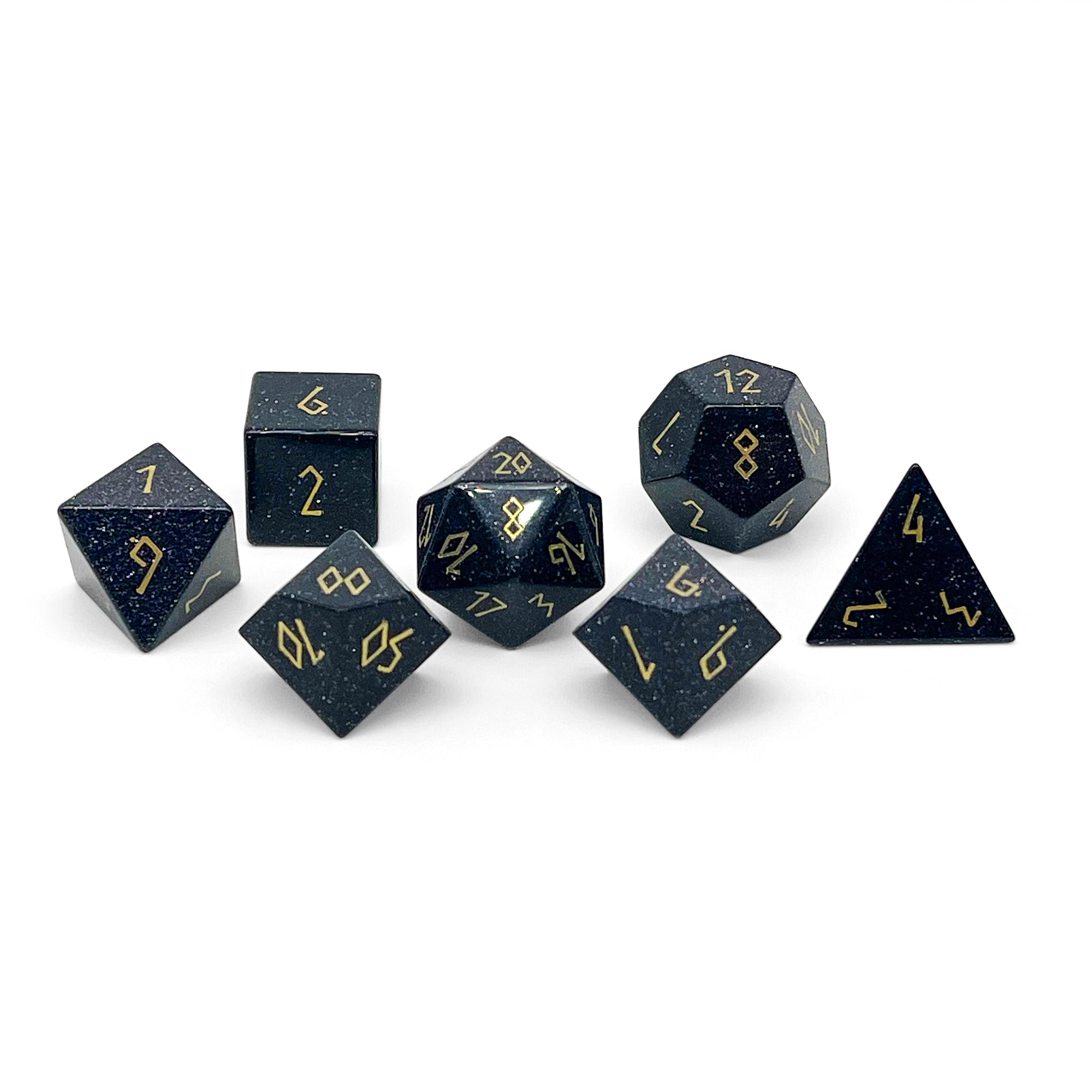 Blue Sandstone - 7 Piece RPG Set Gemstone Dice-Gemstone Dice-Norse Foundry-Dungeons and Dragons Dice-Gem Dice-DND Dice-Gaming Dice