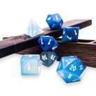 Blue Striped Agate - 7 Piece RPG Set Gemstone Dice-Gemstone Dice-Norse Foundry-Dungeons and Dragons Dice-Gem Dice-DND Dice-Gaming Dice