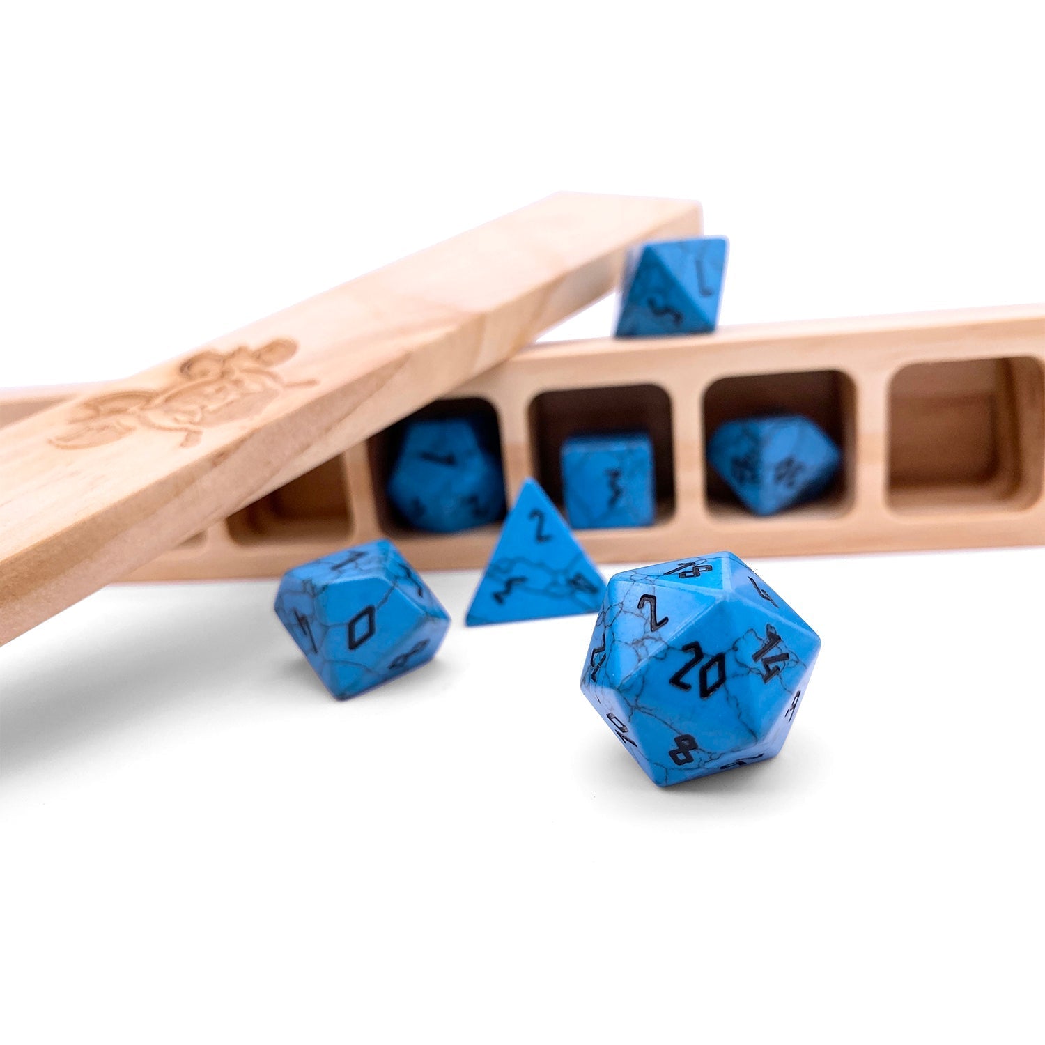 Blue Turquoise - 7 Piece RPG Set Gemstone Dice-Gemstone Dice-Norse Foundry-Dungeons and Dragons Dice-Gem Dice-DND Dice-Gaming Dice