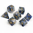 Blue-vein Stone - 7 Piece RPG Set Gemstone Dice-Gemstone Dice-Norse Foundry-Dungeons and Dragons Dice-Gem Dice-DND Dice-Gaming Dice