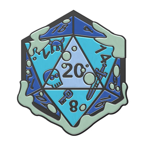 Gelatinous D20 Dice Die - Hard Enamel Adventure Dice Pin Metal by Norse Foundry