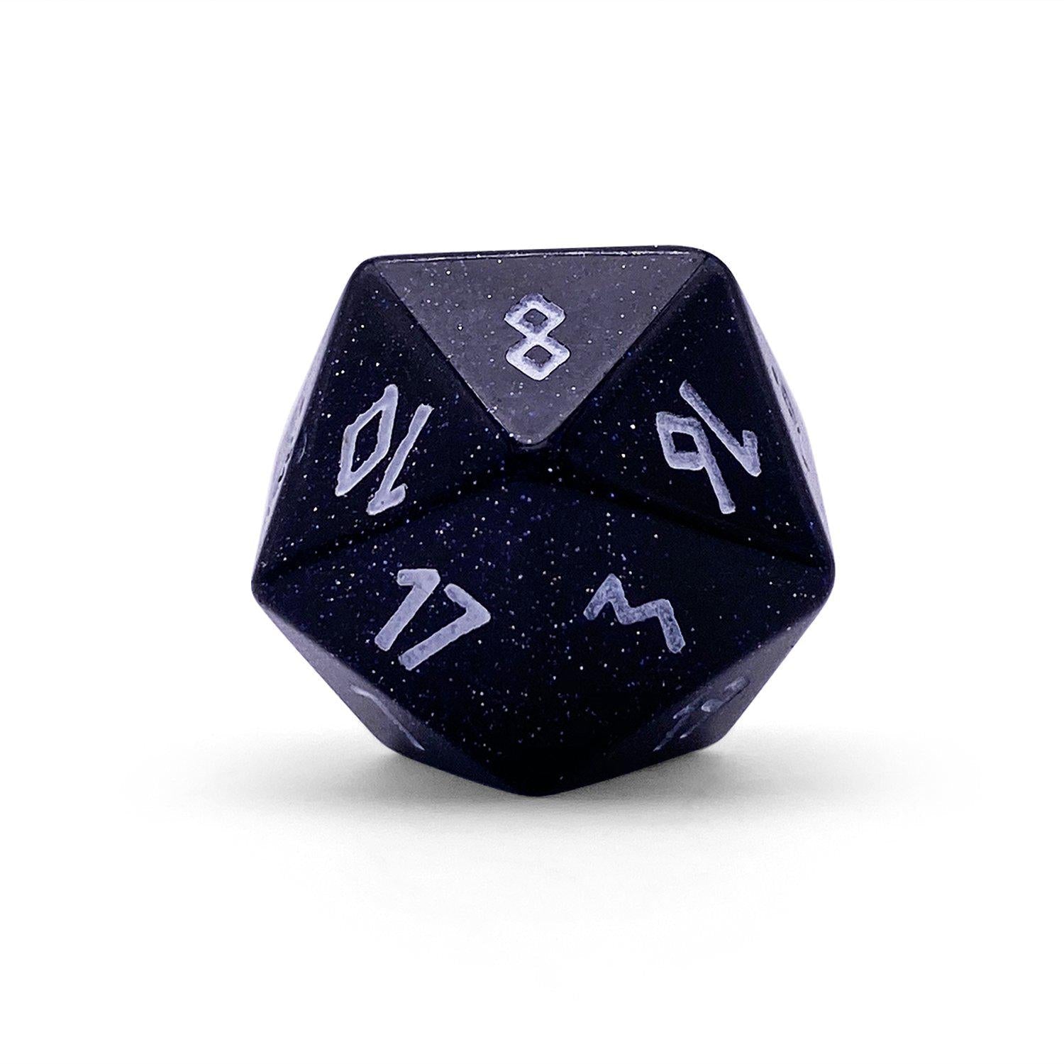 Blue Sandstone - Single D20 Gemstone Dice - NOR 01103