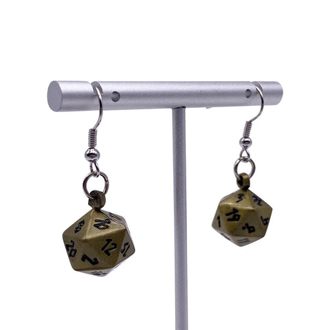 Bronze Dragon Scale - Ioun Stone D20 Dice Earrings by Norse Foundry