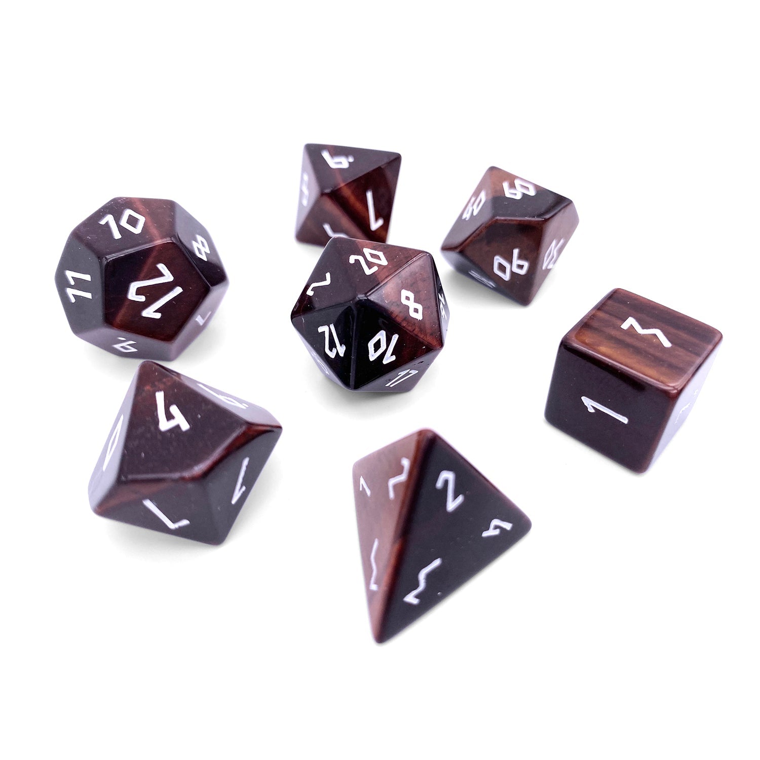 Bull's Eye - 7 Piece RPG Set Gemstone Dice-Gemstone Dice-Norse Foundry-Dungeons and Dragons Dice-Gem Dice-DND Dice-Gaming Dice