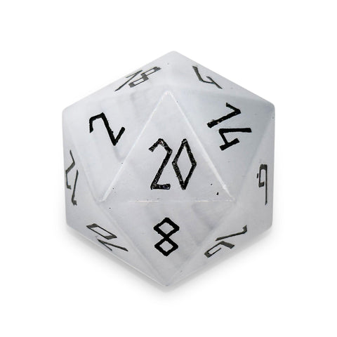 Clear Cats Eye - Black Font Boulder® 30mm Glass Dice