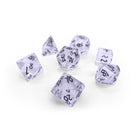 Clear Crystal - Black Font 7 Piece RPG Set Glass Dice-Gemstone Dice-Norse Foundry-Dungeons and Dragons Dice-Gem Dice-DND Dice-Gaming Dice