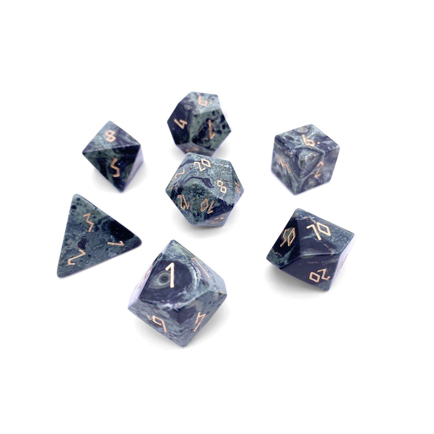 Level Up Dice Crocodile selling Japser Gemstone Gaming Dice Set of Seven