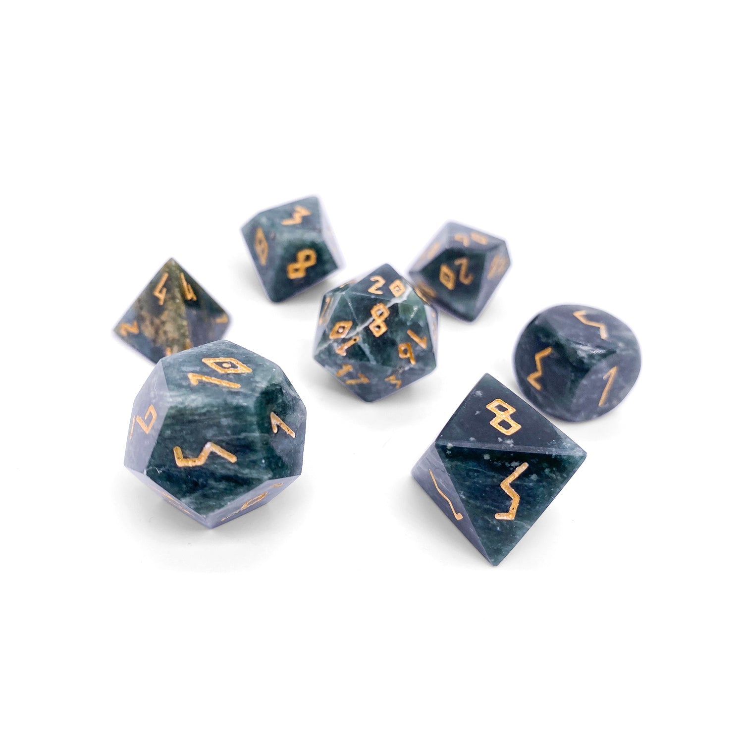 Dark Jade - 7 Piece RPG Set TruStone Dice-Gemstone Dice-Norse Foundry-Dungeons and Dragons Dice-Gem Dice-DND Dice-Gaming Dice