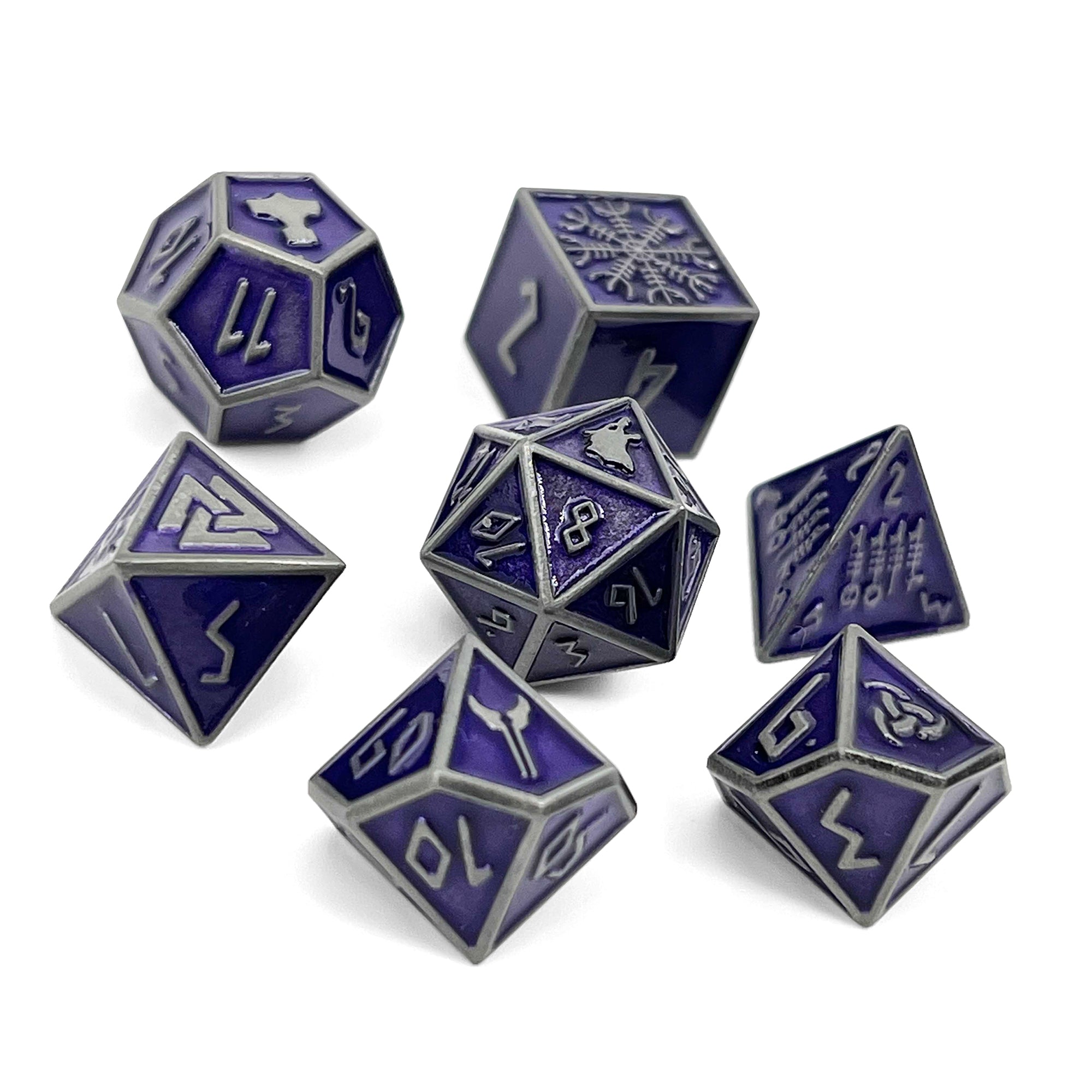 Doppelgänger Norse Themed Metal Dice Set -Metal Dice-Norse Foundry-Dungeons and Dragons-DND Dice-D20-Dice-DND