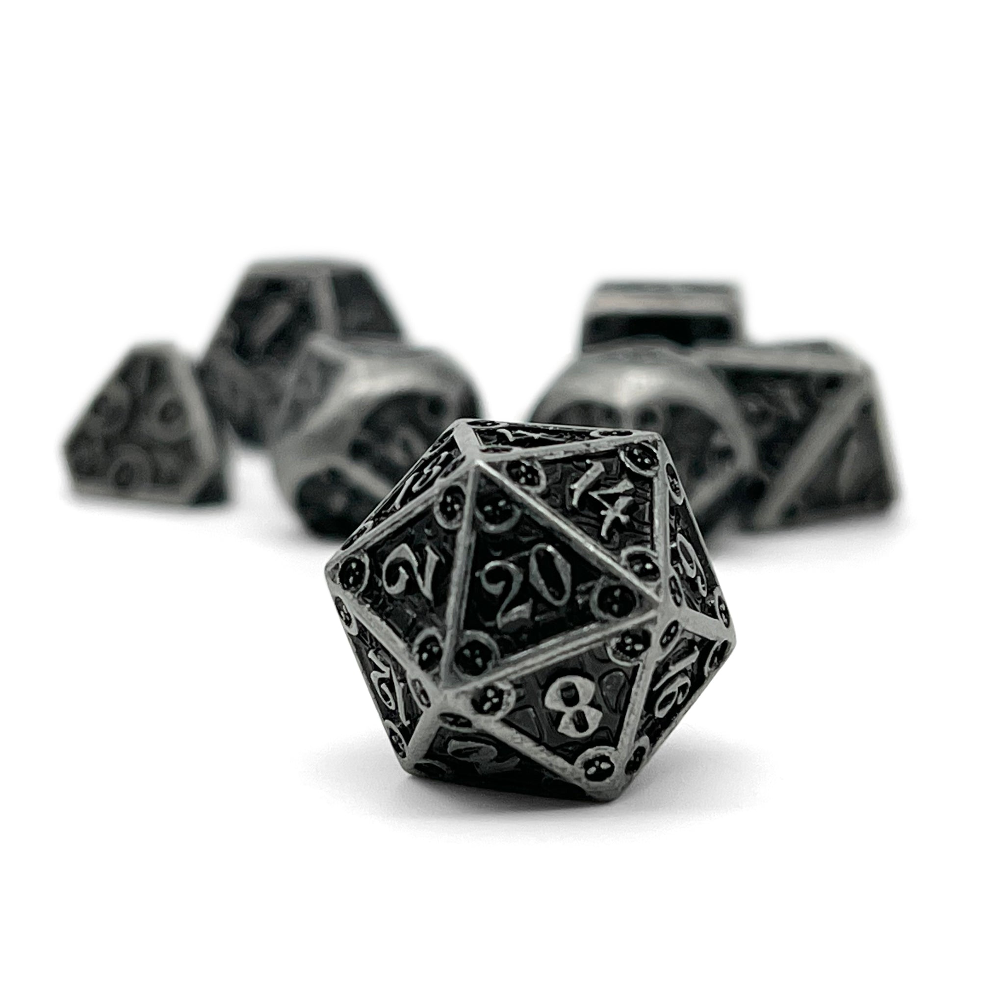 Dungeon Delve - Shadow Knight-Metal Dice-Norse Foundry-Dungeons and Dragons-DND Dice-D20-Dice-DND